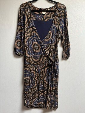 Anthropologie Vanessa Virginia Printed Faux Wrap Dress M